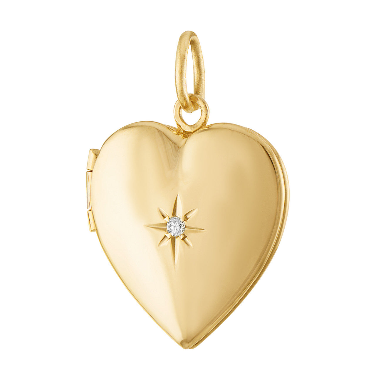 Petite Diamond Set Heart Locket 14K Gold Charm